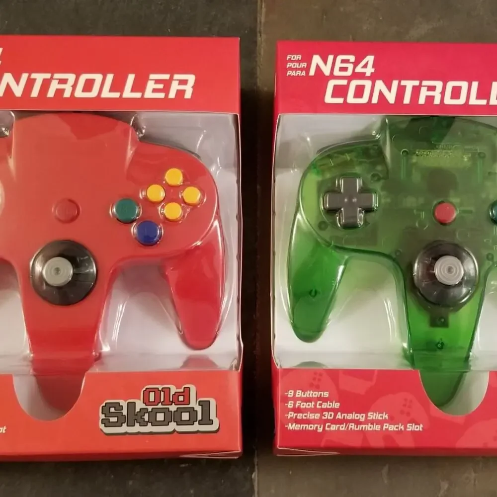 2 N64 Controllers - Red & Jungle Green (NEW) - Nintendo64 - Old Skool
